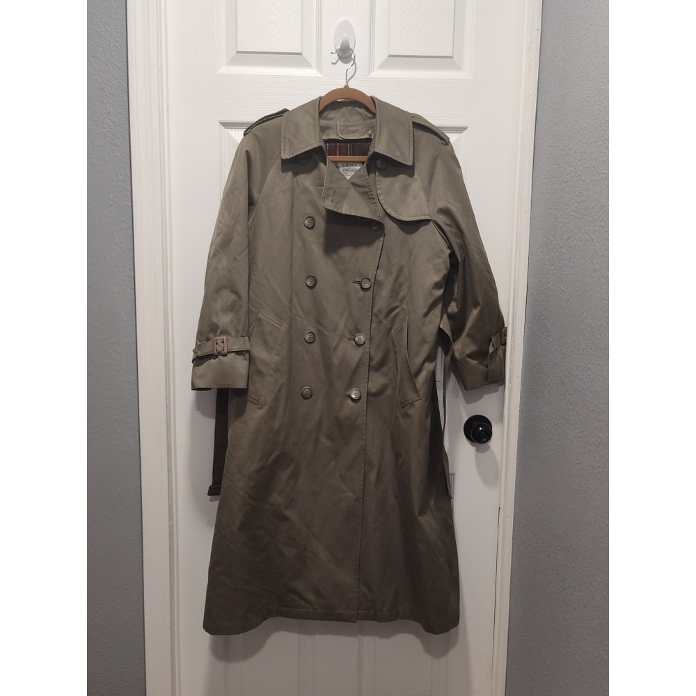 Vintage London Fog Double-breasted Trench Coat Plaid Lined Women's 8 Petite